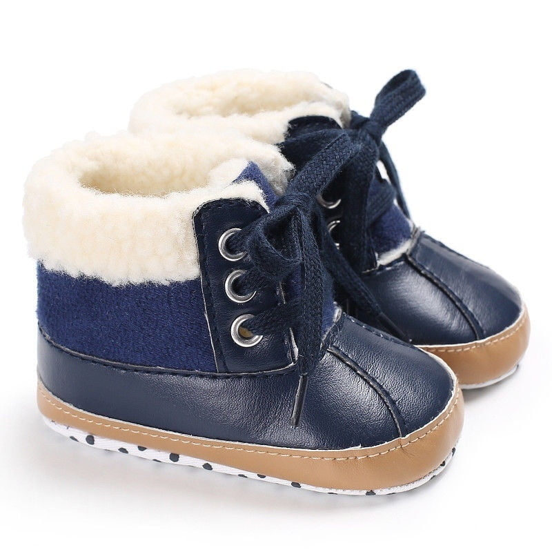 Newborn Infant Baby Warm Boys Girls Boots Canvas Soft Sole Anti-Slip Boy Shoes Boots Wool Velvet